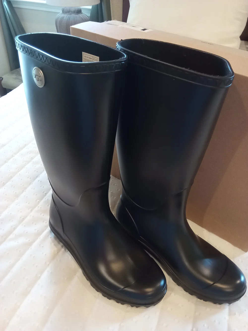 UGG Shelby Women's Matte Black Tall Waterproof Rain Boots Sz 7 NWB